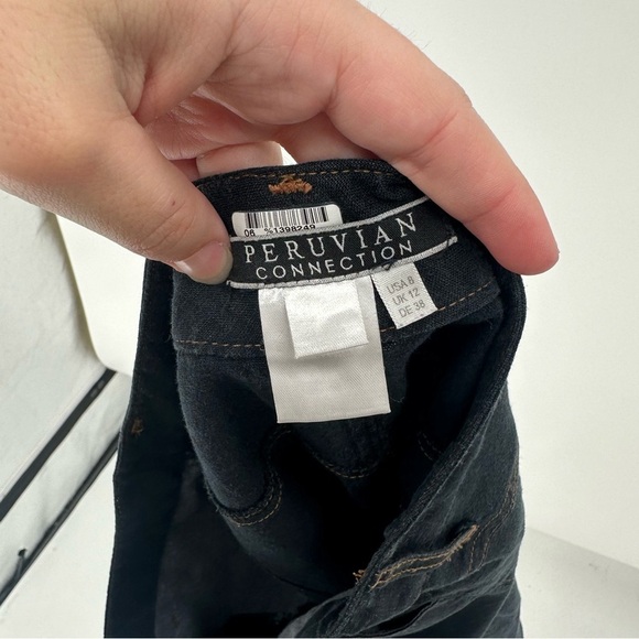 Peruvian Connection Dark Blue Linen Pencil Skirt Size US 8 - Picture 4 of 5